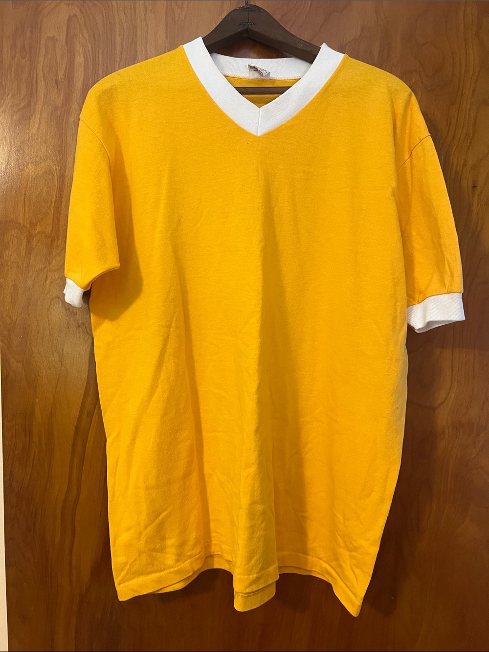 Vintage ‘70s Yellow V-Neck Tee with White Trim